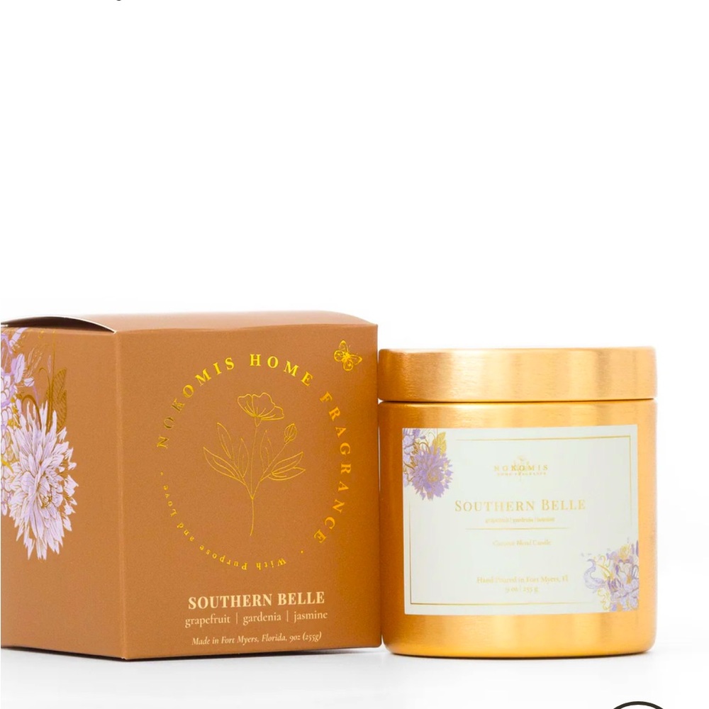 Nokomis Home Frangrance Coconut Soy Gold candle -Southern Belle